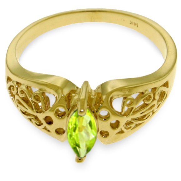 Galaxy Gold Products Jewelry - 14K. SOLID GOLD FILIGREE RING WITH NATURAL PERIDOT
